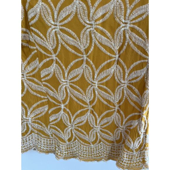 Solitaire Women M Yellow Embroidered Blouse Top Boho Hippie Vtg - Picture 6 of 7
